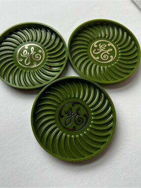 General Electric Green Vintage Plastic Coasters - Set of 3
